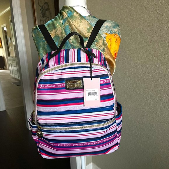 Bright and Cheerful! NWT! Juicy Couture Large Candy Colored Striped Backpack main image 4